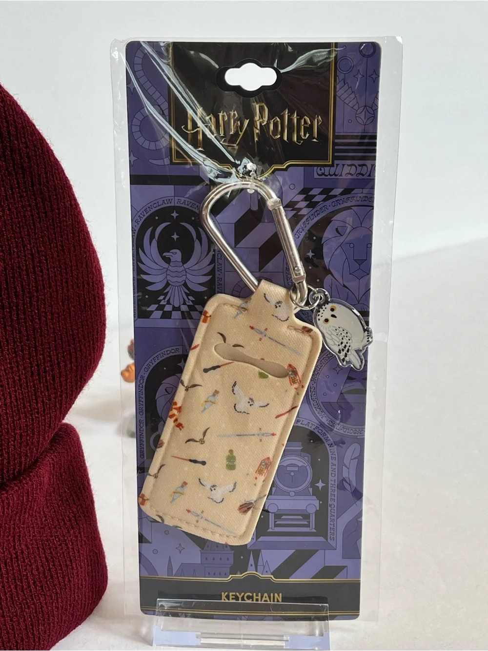 Hogwarts Burgundy Knit Beanie & Hedgewig Lip Balm Case Clip